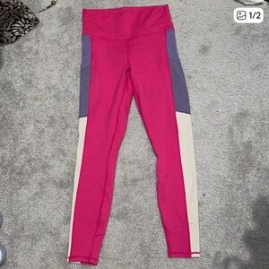 Fabletics small-Pink and Purple and Cream Colorblock Leggings